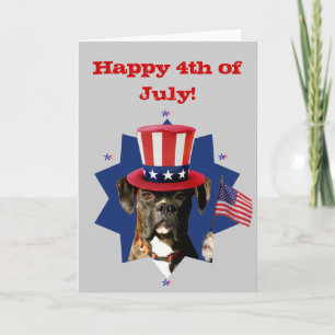 Feliz 4 de julio, tarjeta de saludo de boxeador
