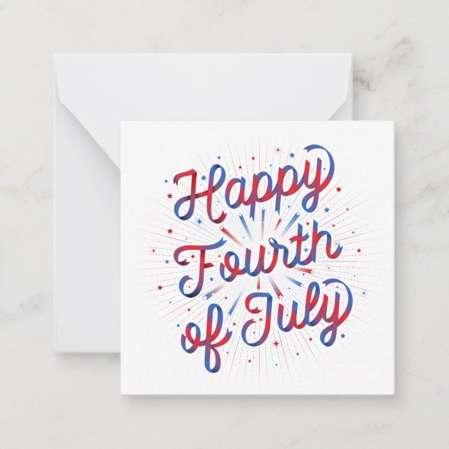 Feliz 4 de julio Tarjeta de Stationery (rojo/azul) (Anverso)
