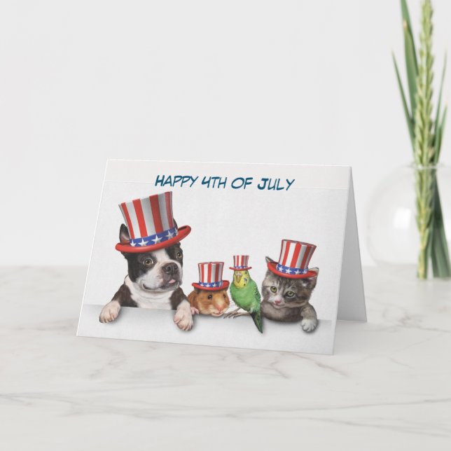 Feliz 4 de julio, tarjeta de vacaciones plegada (Anverso)