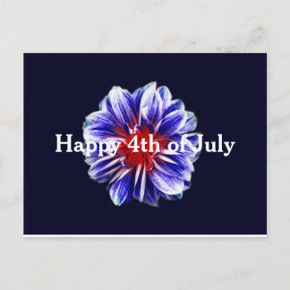 Feliz 4 de julio, tarjeta postal de flores