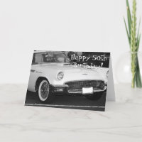 Feliz 50.ª tarjeta blanca de bienvenida de pájaro 