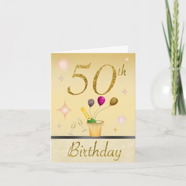 Feliz 50.ª tarjeta de cumpleaños de los glamour de (Anverso)