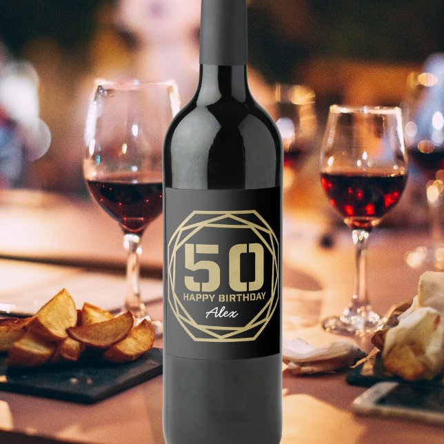 Feliz 50.º cumpleaños, etiqueta de vino personaliz (Subido por el creador)