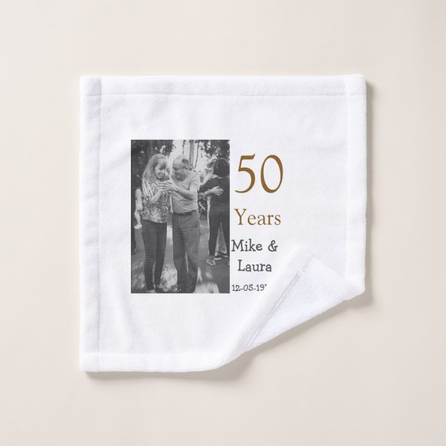 Feliz 50° aniversario agregar pareja fecha de matr (Toallita)