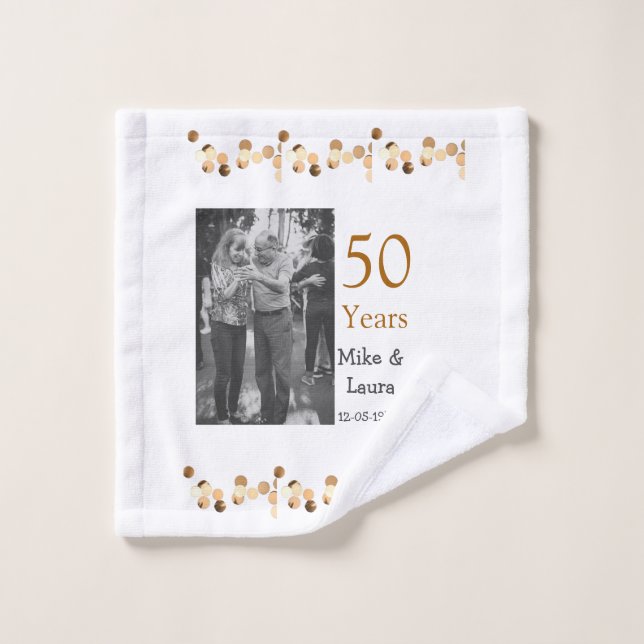 Feliz 50° aniversario agregar pareja fecha de matr (Toallita)