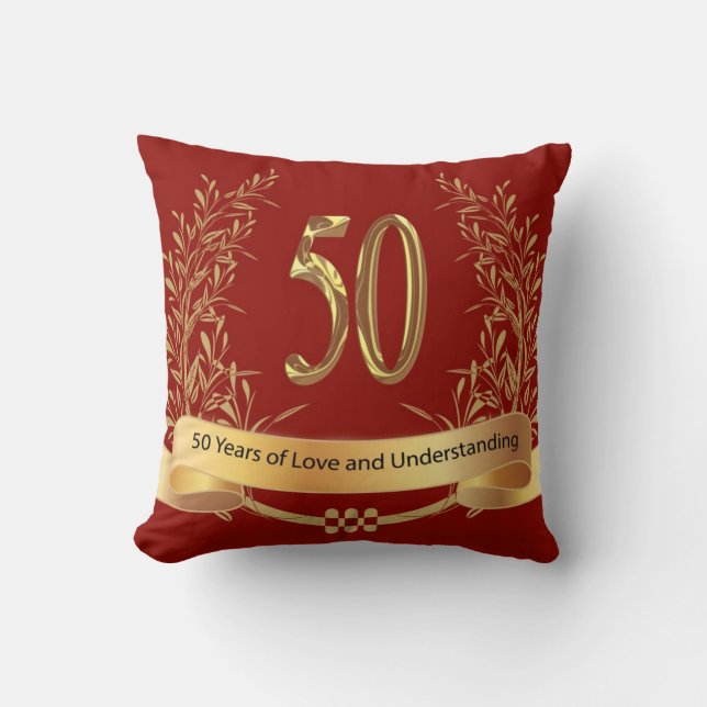 Feliz 50° aniversario Boda Cojín decorativo (Anverso)