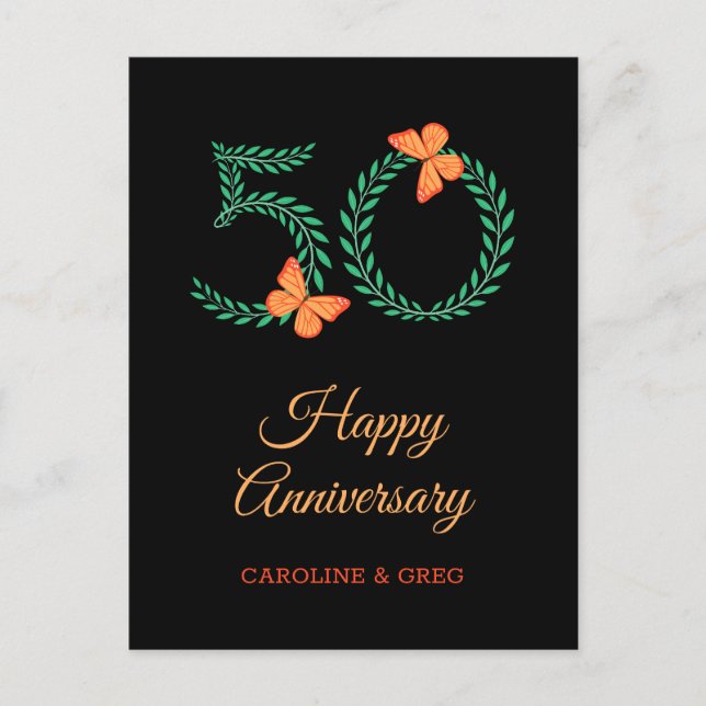 Feliz 50° Aniversario Boda de la postal de la mari (Anverso)