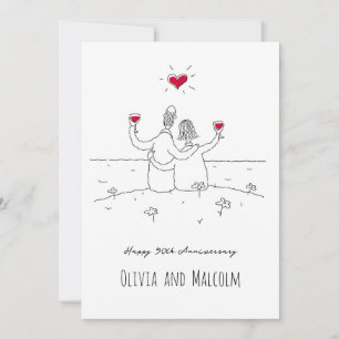 Feliz 50° Aniversario Boda Pareja de Corazón Rojo