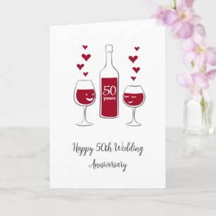 Feliz 50° Aniversario del Boda Tarjeta Corazón de 