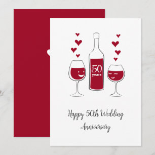 Feliz 50° Aniversario del Boda Tarjeta Corazón de 