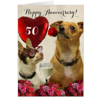 Feliz 50° aniversario tarjeta de perros chihuahua