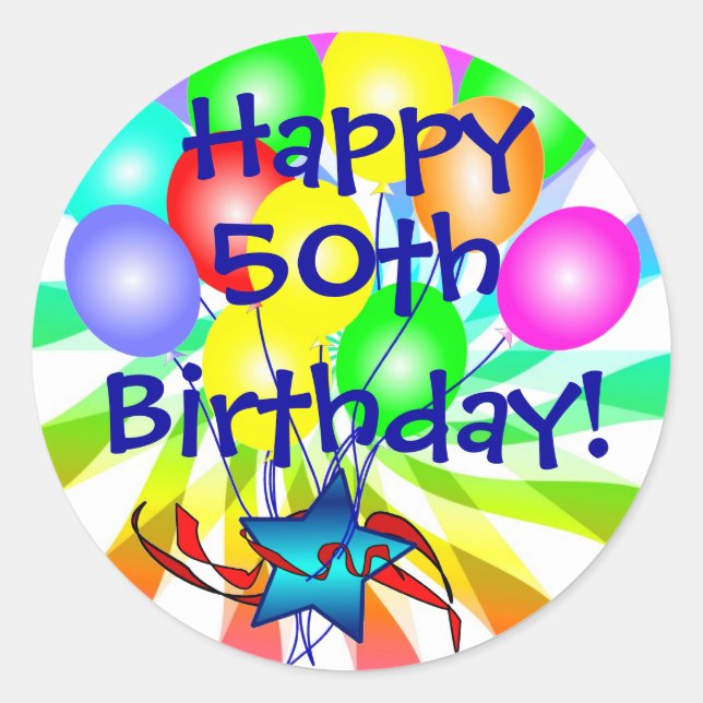 ¿Feliz 50 o? Pegatinas de cumpleaños festivos (Anverso)