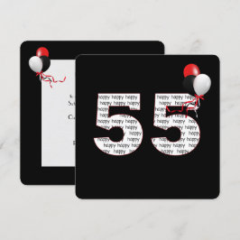 Feliz 55º cumpleaños por invitación negra