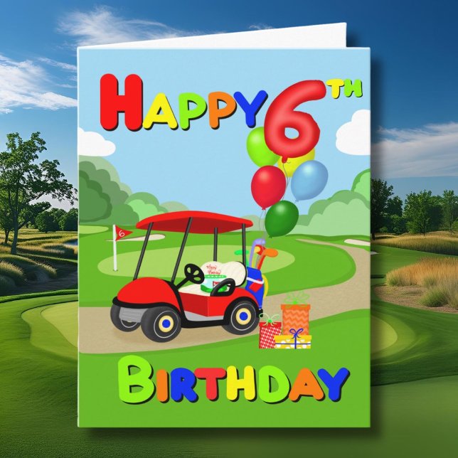 Feliz 6º cumpleaños Tarjeta de Golf para Niños Roj (Subido por el creador)