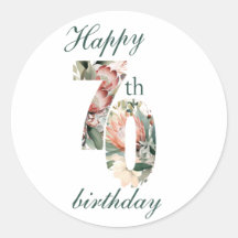 Feliz 70.º Pegatina redondeado