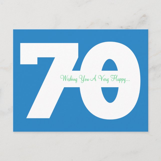 Feliz 70° aniversario de postales de hito - en azu (Anverso)