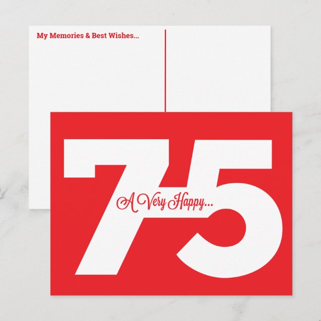 Feliz 75º aniversario de postales hito - en rojo (Anverso / Reverso)