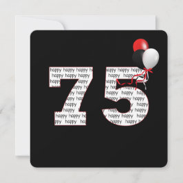 Feliz 75º cumpleaños por invitación negra