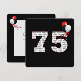 Feliz 75º cumpleaños por invitación negra
