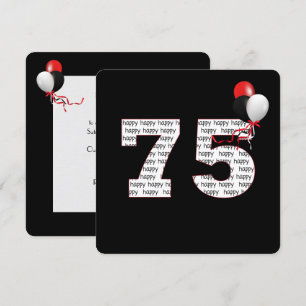 Feliz 75º cumpleaños por invitación negra