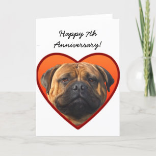Feliz 7° Aniversario Bullmastiff tarjeta de saludo