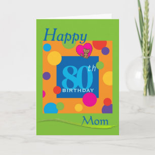 Feliz 80 cumpleaños, tarjeta de mamá