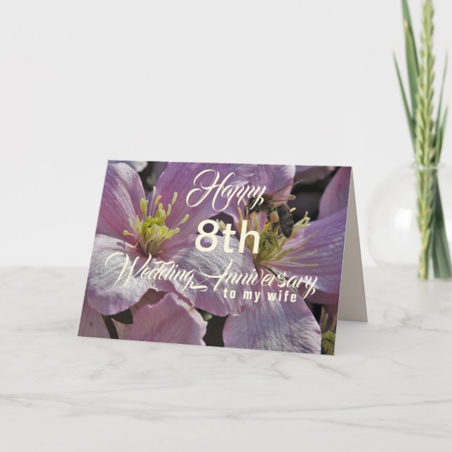 Feliz 8° Aniversario Boda, tarjeta de saludo de es (Anverso)