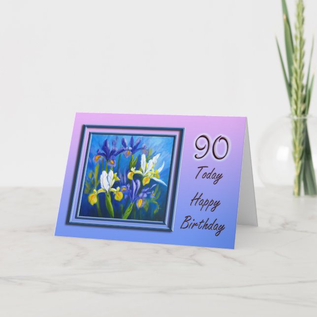 Feliz 90.ª tarjeta de felicitación por cumpleaños (Anverso)