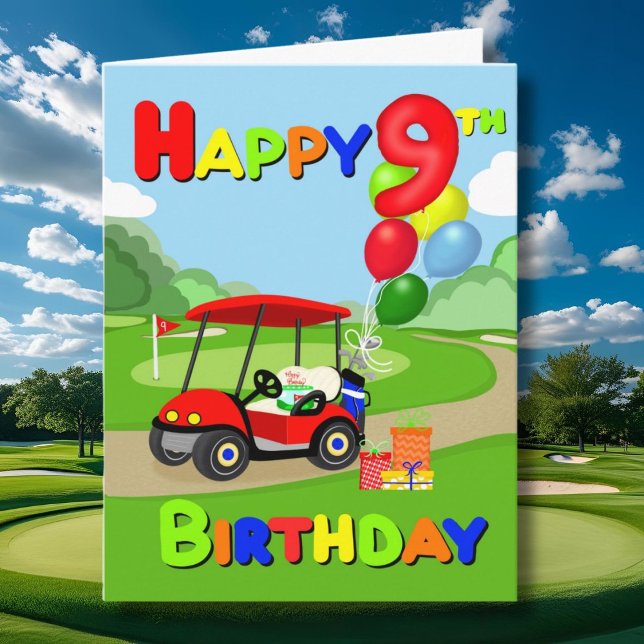 Feliz 9.º cumpleaños tarjeta de golf para niños ro (Subido por el creador)