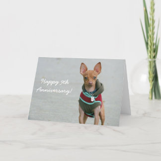 Feliz 9° Aniversario tarjeta de saludo chihuahua