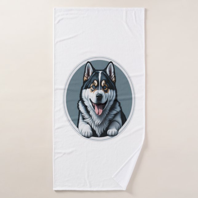 feliz alasqués Malamute (Toalla de baño)