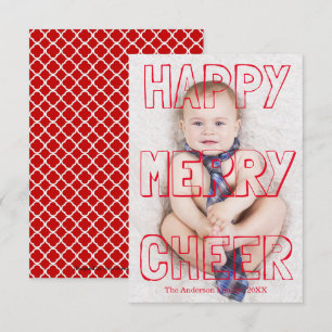 Feliz Alegría Navideña Bloque Rojo - Tarjeta de Na