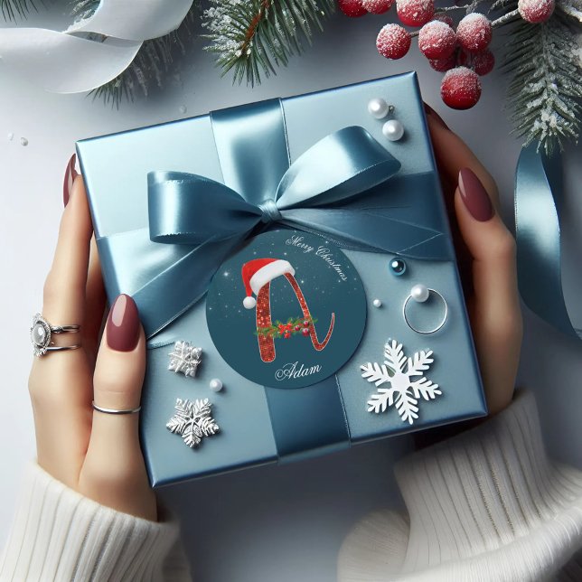 Feliz Alfabeto navideño "A" Pegatina redondo (Subido por el creador)