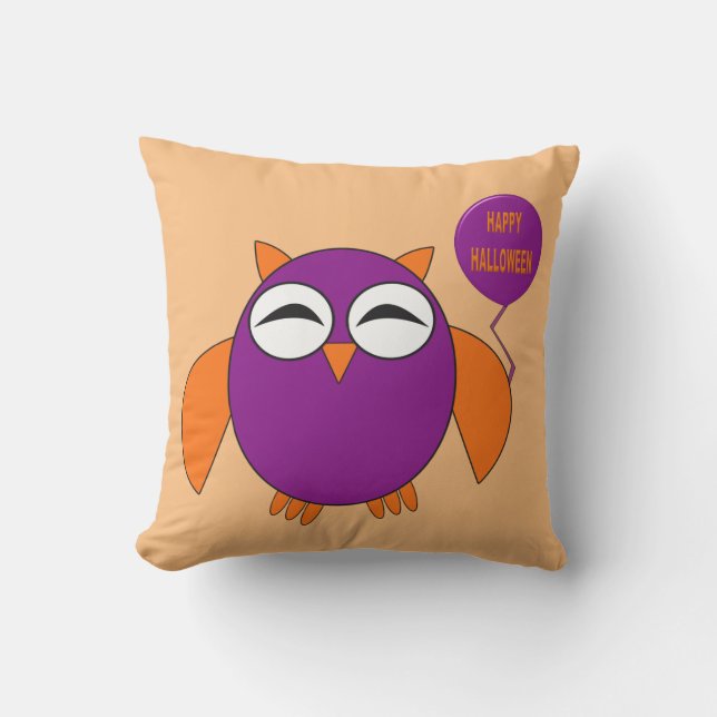 Feliz almohada de búho para fiesta de Halloween al (Anverso)