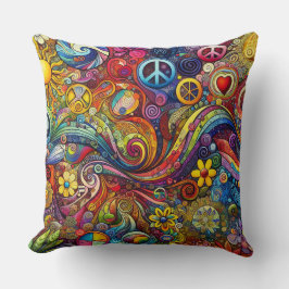 Feliz almohada de colores vivos Boho Throw