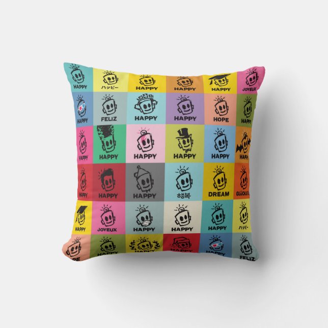 FELIZ almohada de lanzamiento (Anverso)
