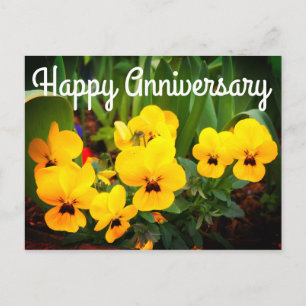 Feliz Aniversario Amarillo Pansy #1 Tarjeta Postal