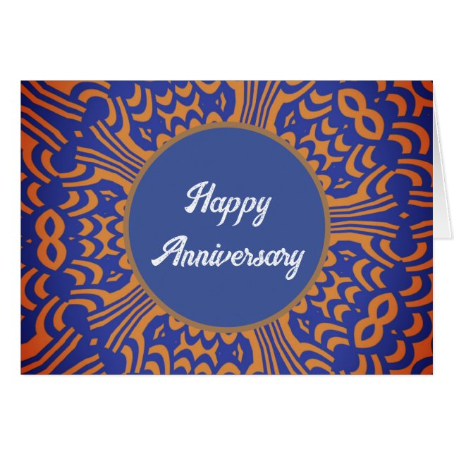 Feliz aniversario azul y Naranja (Anverso (Horizontal))