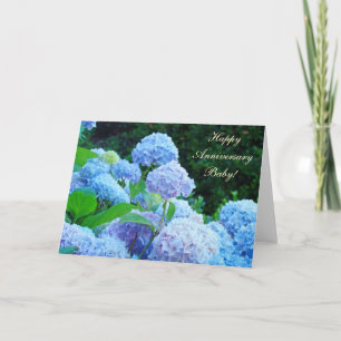 Feliz Aniversario Bebé! Tarjetas Hortensias Azules