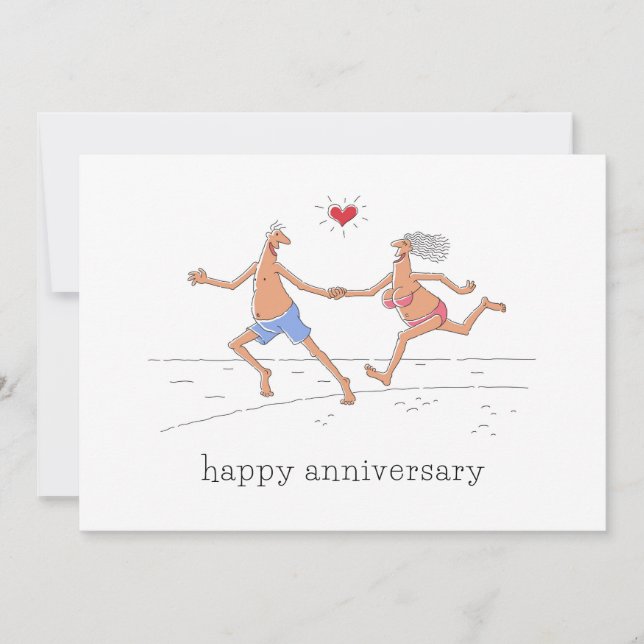 Feliz Aniversario Boda Tarjeta Corazón de Pareja P (Anverso)
