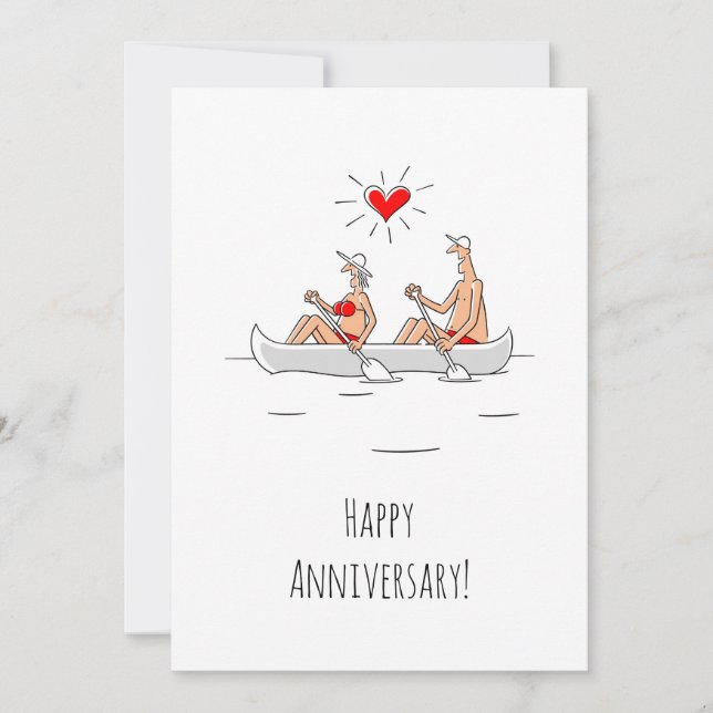 Feliz aniversario de Boda pareja casada canoa (Anverso)