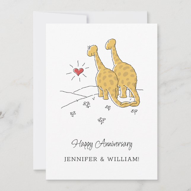 Feliz aniversario de Boda tarjeta de dinosaurios c (Anverso)