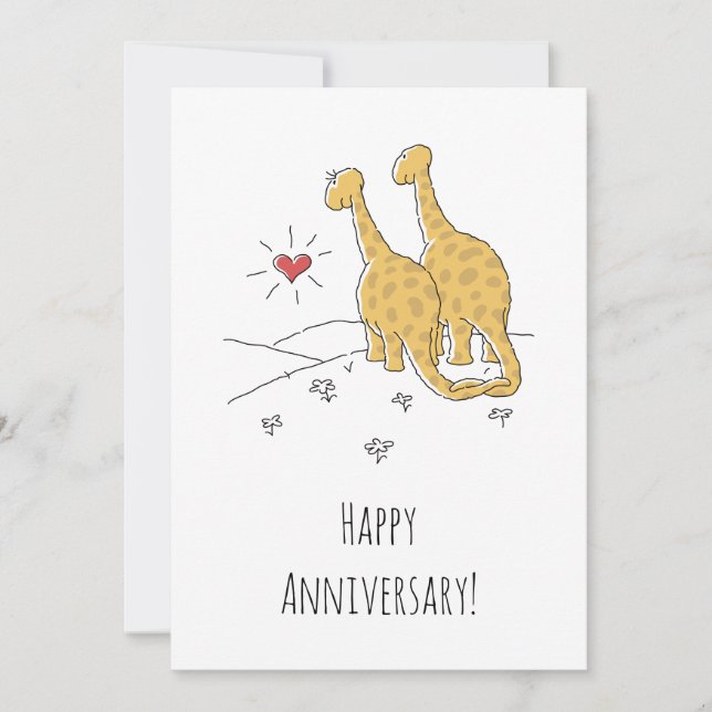 Feliz aniversario de Boda tarjeta de dinosaurios c (Anverso)