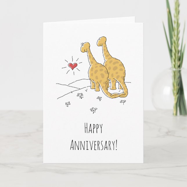 Feliz aniversario de Boda tarjeta de dinosaurios c (Anverso)