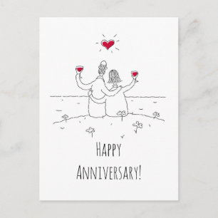 Feliz aniversario de Boda, tarjeta postal del cora