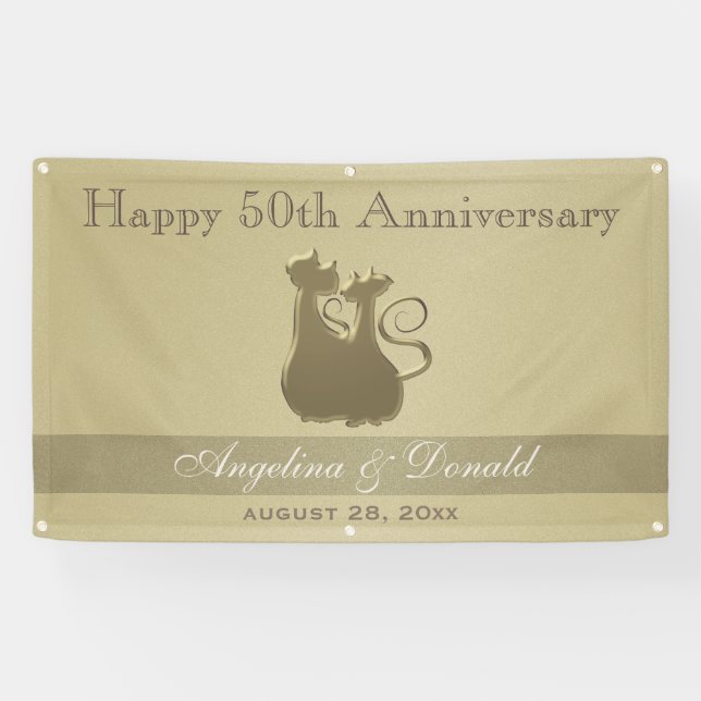 Feliz aniversario de bodas de oro, pancarta de par (Horizontal)