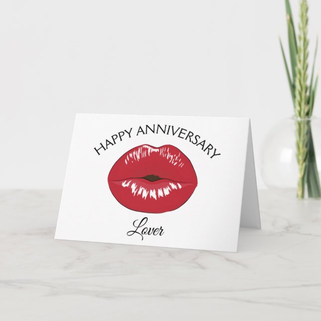 Feliz aniversario de la tarjeta de besos de los la (Anverso)