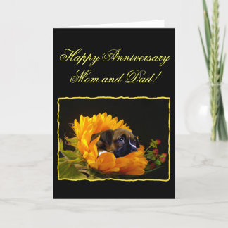 Feliz aniversario, mamá y papá Boxer tarjeta de sa