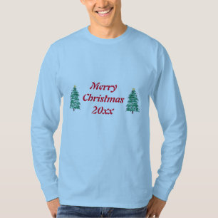 Feliz año navideño camisetas arboladas