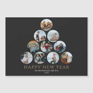 Feliz Año Nuevo 10 fotos imán negro